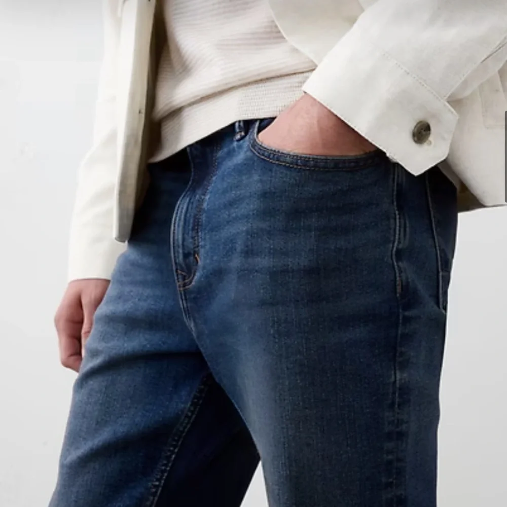 Banana Republic Med Blue Whisker‎ Faded Slim Straight Stretch Jeans 34/34